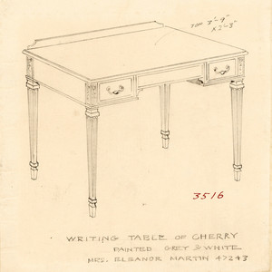 "Writing Table of Cherry Painted Grey & White"