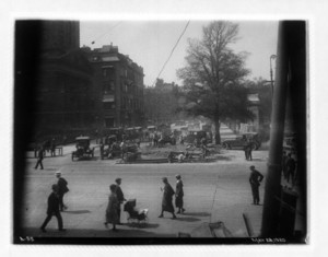 Corner of Arlington and Boylston Streets with construction of T station, Boston, Mass., May 28, 1920