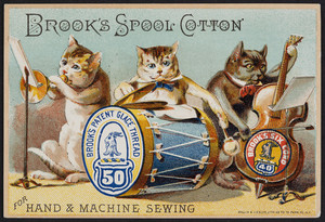 Trade card for Brook's Spool Cotton, location unknown, undated