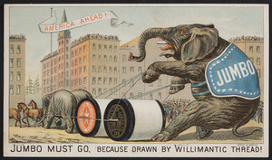 Trade card for Willimantic Thread, Willimantic Linen Co., Willimantic, Connecticut, 1882