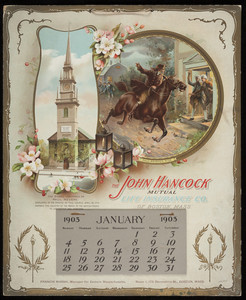 Calendar for John Hancock Mutual Life Insurance Company, Boston, Mass., 1903