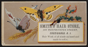 Trade card for Smith's Hair Store, 198 Westminster Street, Providence, Rhode Island, undated