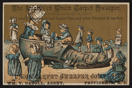Trade card for The Improved Union Carpet Sweeper, Union Carpet Sweeper Company, Providence, Rhode Island, ca.1877