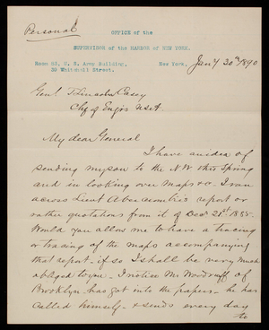 W. A. Kirkland to Thomas Lincoln Casey, January 30, 1890