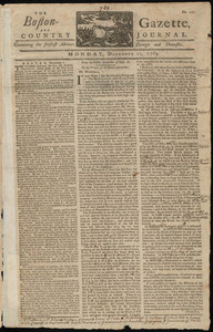 The Boston-Gazette, and Country Journal, 11 December 1769