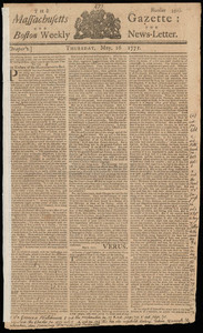The Massachusetts Gazette: and the Boston Weekly News-Letter, 16 May 1771