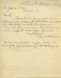Letter from Benjamin Smith Lyman to John R. Neison