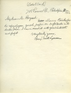 Letter from Benjamin Smith Lyman to Henry G. Bryant