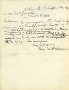 Letter from Benjamin Smith Lyman to Messrs. George W. Jacobs & Co.