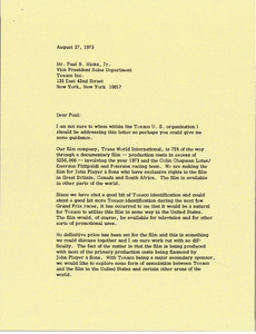 Letter from Mark H. McCormack to Paul B. Hicks Jr.