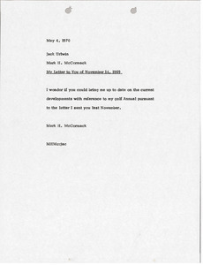 Memorandum from Mark H. McCormack to Jack Urlwin