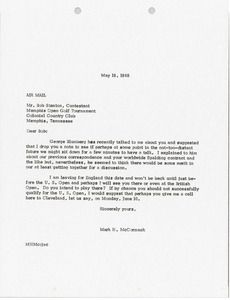 Letter from Mark H. McCormack to Bob Stanton