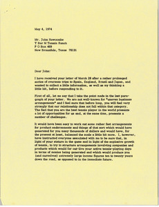 Letter from Mark H. McCormack to John Newcombe