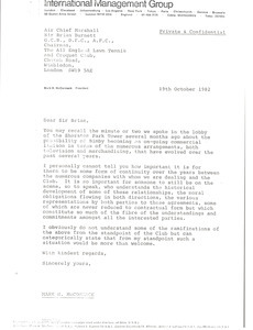 Letter from Mark H. McCormack to Brian Burnett