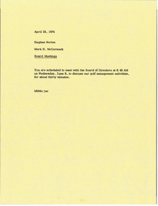 Memorandum from Mark H. McCormack to Hughes Norton