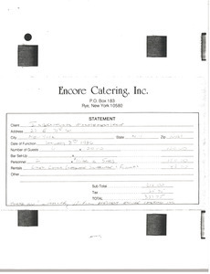 Encore Catering invoice