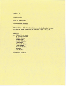 Memorandum from Mark H. McCormack to golf committee