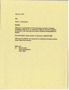 Memorandum from Mark H. McCormack to surfing file