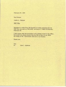 Memorandum from Judith A. Chilcote to Don Briscar