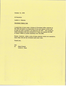 Memorandum from Judy A. Chilcote to Al Gecewicz