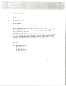 Memorandum from Mark H. McCormack concerning Brian Morgan