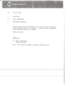 Memorandum from Laurie Roggenburk to Peter Kuhn