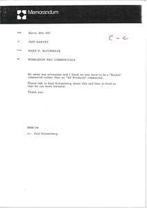 Memorandum from Mark H. McCormack to Jeff Harvey