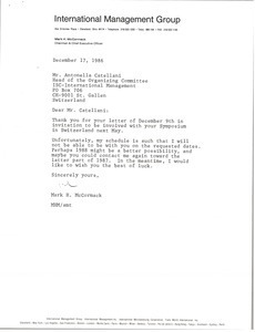 Letter from Mark H. McCormack to Antonella Catellani