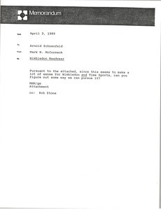 Memorandum from Mark H. McCormack to Arnold Schoenfeld