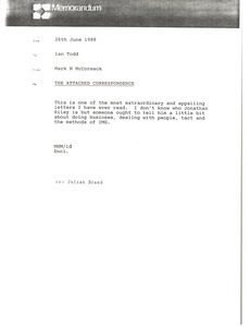 Memorandum from Mark H. McCormack to Ian Todd