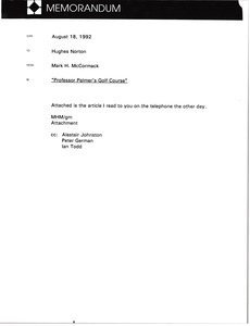 Memorandum from Mark H. McCormack to Hughes Norton