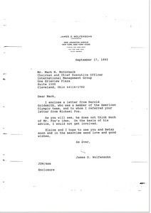 Letter from James D. Wolfensohn to Mark H. McCormack
