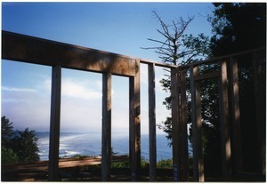 Trinidad house framing with ocean in distance