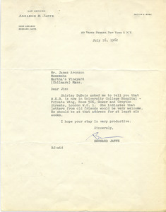 Letter from Bernard Jaffe to James Aronson
