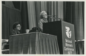 Mildred Jeffrey at podium