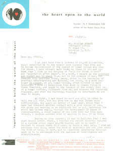 Letter from P. Dominique Pire to W. E. B. Du Bois