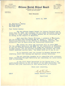 Letter from Orleans Parish School Board to W. E. B. Du Bois