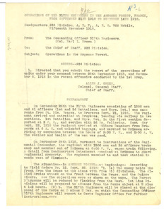 Memorandum from commanding officer, 317th Engineers to chief of staff, 92nd Division