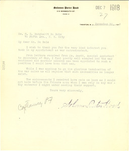 Letter from Solomon Porter Hood to W. E. B. Du Bois