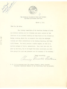Letter from American Academy of Arts and Letters to W. E. B. Du Bois