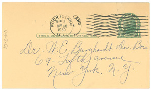 Postcard from Jesse W. Routté to W. E. B. Du Bois