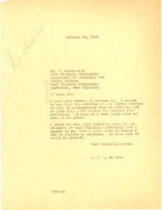 Letter from W. E. B. Du Bois to West Virginia University