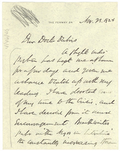 Letter from Moorfield Storey to Du Bois Dinner Committee