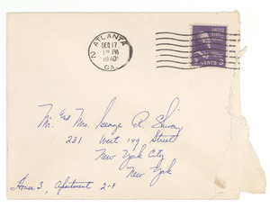 Christmas card from the Du Bois family to Mr. and Mrs. George Shivery
