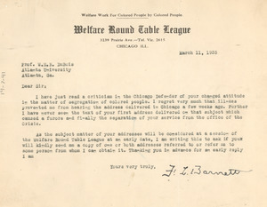 Letter from F. L. Barnett to W. E. B. Du Bois
