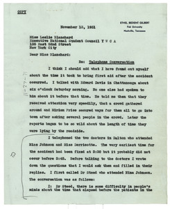 Letter from Ethel Bedient Gilbert to Y.W.C.A. National Council