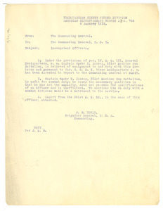 Memorandum from Brigadier General J. B. Erwin to Commanding General ...