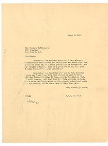 Letter from W. E. B. Du Bois to New Century Publishers