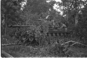U.S. armor in action in Vietnam, M48 tanks.