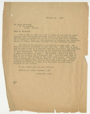 Letter from Laurence L. Doggett to Louis Marchand (January 30, 1915 )
